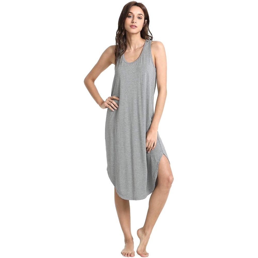 image:imageGYS Womens Bamboo Viscose Cooling Racerback Tank NightgownHeather Grey