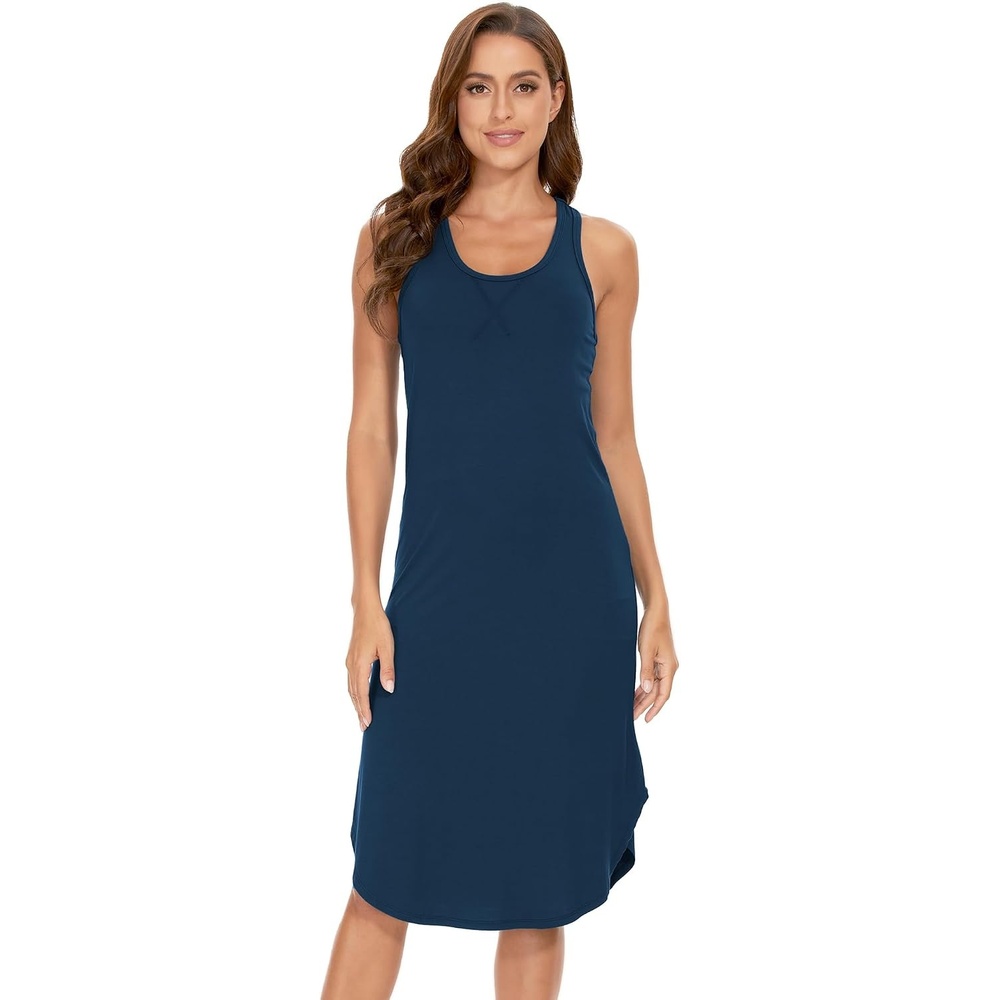 image:imageGYS Womens Bamboo Viscose Cooling Racerback Tank NightgownInk Blue