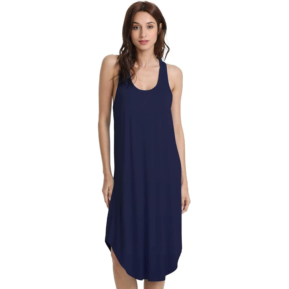 image:imageGYS Womens Bamboo Viscose Cooling Racerback Tank NightgownNavy