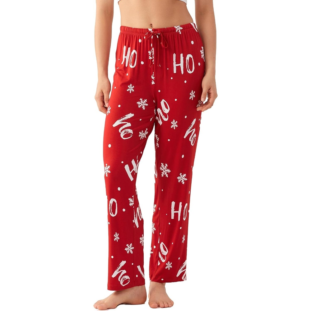 image:imageGYS Womens Bamboo Viscose Pajama Pants Soft Lightweight Lounge BottomsXmas Red