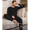 GYS Bamboo Viscose Men’s Pajama Sets, Long Sleeve Henley Neck Sleepwear(Black)
