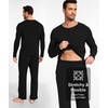 GYS Bamboo Viscose Men’s Pajama Sets, Long Sleeve Henley Neck Sleepwear(Black)