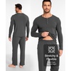 GYS Bamboo Viscose Men’s Pajama Sets, Long Sleeve Henley Neck Sleepwear(Charoal)