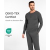 GYS Bamboo Viscose Men’s Pajama Sets, Long Sleeve Henley Neck Sleepwear(Charoal)