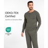 GYS Bamboo Viscose Men’s Pajama Sets, Long Sleeve Henley Neck Sleepwear(Greyish Green)