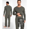 GYS Bamboo Viscose Men’s Pajama Sets, Long Sleeve Henley Neck Sleepwear(Greyish Green)