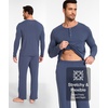 GYS Bamboo Viscose Men’s Pajama Sets, Long Sleeve Henley Neck Sleepwear(Midnight Blue)