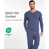 GYS Bamboo Viscose Men’s Pajama Sets, Long Sleeve Henley Neck Sleepwear(Midnight Blue)