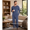 GYS Bamboo Viscose Men’s Pajama Sets, Long Sleeve Henley Neck Sleepwear(Midnight Blue)