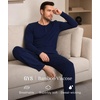 GYS Bamboo Viscose Men’s Pajama Sets, Long Sleeve Henley Neck Sleepwear(Navy)