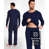 GYS Bamboo Viscose Men’s Pajama Sets, Long Sleeve Henley Neck Sleepwear(Navy)