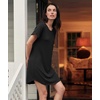 GYS Bamboo Viscose Nightgowns for Women Cooling Short Sleeve Night Shirts(Black)