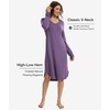GYS Bamboo Viscose Nightgowns for Women Soft Long Sleeve V-Neck Night Shirt(Air Purple)