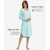 GYS Bamboo Viscose Nightgowns for Women Soft Long Sleeve V-Neck Night Shirt(Aqua)
