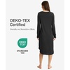 GYS Bamboo Viscose Nightgowns for Women Soft Long Sleeve V-Neck Night Shirt(Black)