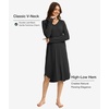 GYS Bamboo Viscose Nightgowns for Women Soft Long Sleeve V-Neck Night Shirt(Black)