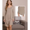 GYS Bamboo Viscose Nightgowns for Women Soft Long Sleeve V-Neck Night Shirt(Camel)