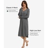GYS Bamboo Viscose Nightgowns for Women Soft Long Sleeve V-Neck Night Shirt(Dark Heather Grey)