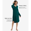 GYS Bamboo Viscose Nightgowns for Women Soft Long Sleeve V-Neck Night Shirt(Green)