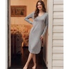 GYS Bamboo Viscose Nightgowns for Women Soft Long Sleeve V-Neck Night Shirt(Heather Grey)