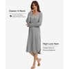 GYS Bamboo Viscose Nightgowns for Women Soft Long Sleeve V-Neck Night Shirt(Heather Grey)