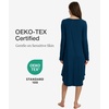 GYS Bamboo Viscose Nightgowns for Women Soft Long Sleeve V-Neck Night Shirt(Ink Blue)