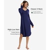GYS Bamboo Viscose Nightgowns for Women Soft Long Sleeve V-Neck Night Shirt(Navy)