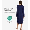 GYS Bamboo Viscose Nightgowns for Women Soft Long Sleeve V-Neck Night Shirt(Navy)