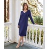 GYS Bamboo Viscose Nightgowns for Women Soft Long Sleeve V-Neck Night Shirt(Navy)