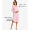 GYS Bamboo Viscose Nightgowns for Women Soft Long Sleeve V-Neck Night Shirt(Pink)