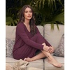 GYS Bamboo Viscose Nightgowns for Women Soft Long Sleeve V-Neck Night Shirt(Prune Purple)