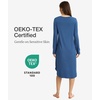GYS Bamboo Viscose Nightgowns for Women Soft Long Sleeve V-Neck Night Shirt(Prussian Blue)