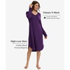 GYS Bamboo Viscose Nightgowns for Women Soft Long Sleeve V-Neck Night Shirt(Purple)