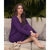GYS Bamboo Viscose Nightgowns for Women Soft Long Sleeve V-Neck Night Shirt(Purple)