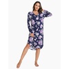 GYS Bamboo Viscose Nightgowns for Women Soft Long Sleeve V-Neck Night Shirt(Purple Floral)