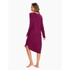 GYS Bamboo Viscose Nightgowns for Women Soft Long Sleeve V-Neck Night Shirt(Purplish Red)