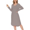 GYS Bamboo Viscose Nightgowns for Women Soft Long Sleeve V-Neck Night Shirt(Taupe)