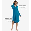 GYS Bamboo Viscose Nightgowns for Women Soft Long Sleeve V-Neck Night Shirt(Teal Blue)