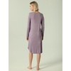 GYS Bamboo Viscose Nightgowns for Women Soft Long Sleeve V-Neck Night Shirt(Violet)