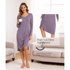 GYS Bamboo Viscose Nightgowns for Women Soft Long Sleeve V-Neck Night Shirt(Violet)