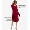 GYS Bamboo Viscose Nightgowns for Women Soft Long Sleeve V-Neck Night Shirt(Wine)