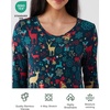 GYS Bamboo Viscose Nightgowns for Women Soft Long Sleeve V-Neck Night Shirt(Xmas Chaos)