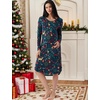 GYS Bamboo Viscose Nightgowns for Women Soft Long Sleeve V-Neck Night Shirt(Xmas Chaos)