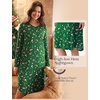 GYS Bamboo Viscose Nightgowns for Women Soft Long Sleeve V-Neck Night Shirt(Xmas Green)