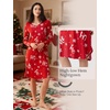 GYS Bamboo Viscose Nightgowns for Women Soft Long Sleeve V-Neck Night Shirt(Xmas Red)
