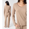 GYS Bamboo Viscose Pajamas for Women Long Sleeve Sleepwear for Hot Sleepers(Light Brown)