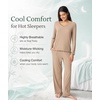 GYS Bamboo Viscose Pajamas for Women Long Sleeve Sleepwear for Hot Sleepers(Light Brown)