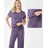 GYS Bamboo Viscose Pajamas for Women Set Short Sleeve Soft Summer Sleepwear(Air Purple)