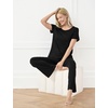 GYS Bamboo Viscose Pajamas for Women Set Short Sleeve Soft Summer Sleepwear(Black)