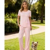 GYS Bamboo Viscose Pajamas for Women Set Short Sleeve Soft Summer Sleepwear(Pink)